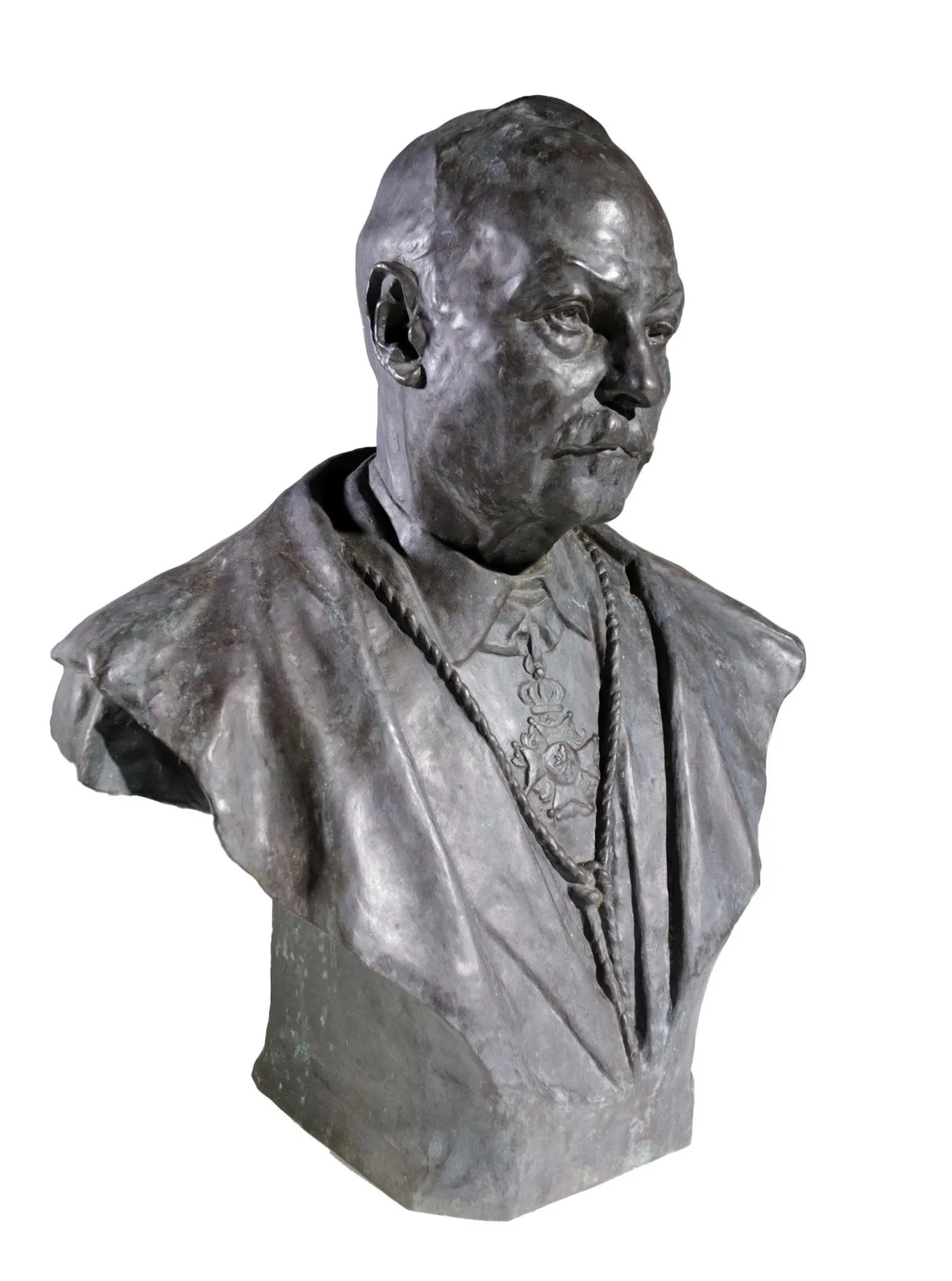 Bronze bust of a gentleman with knighthood order – Frantz Vermeylen, 1921