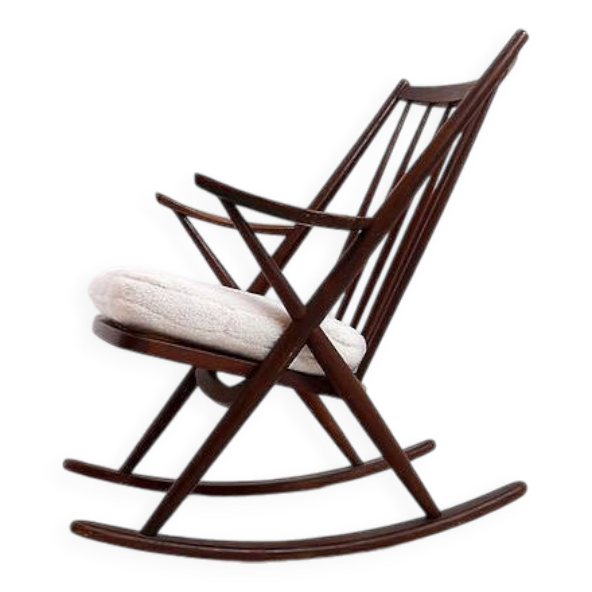 Rocking chair by Frank Reenskaug for Bramin, 1960s - New White Boucle Fabric