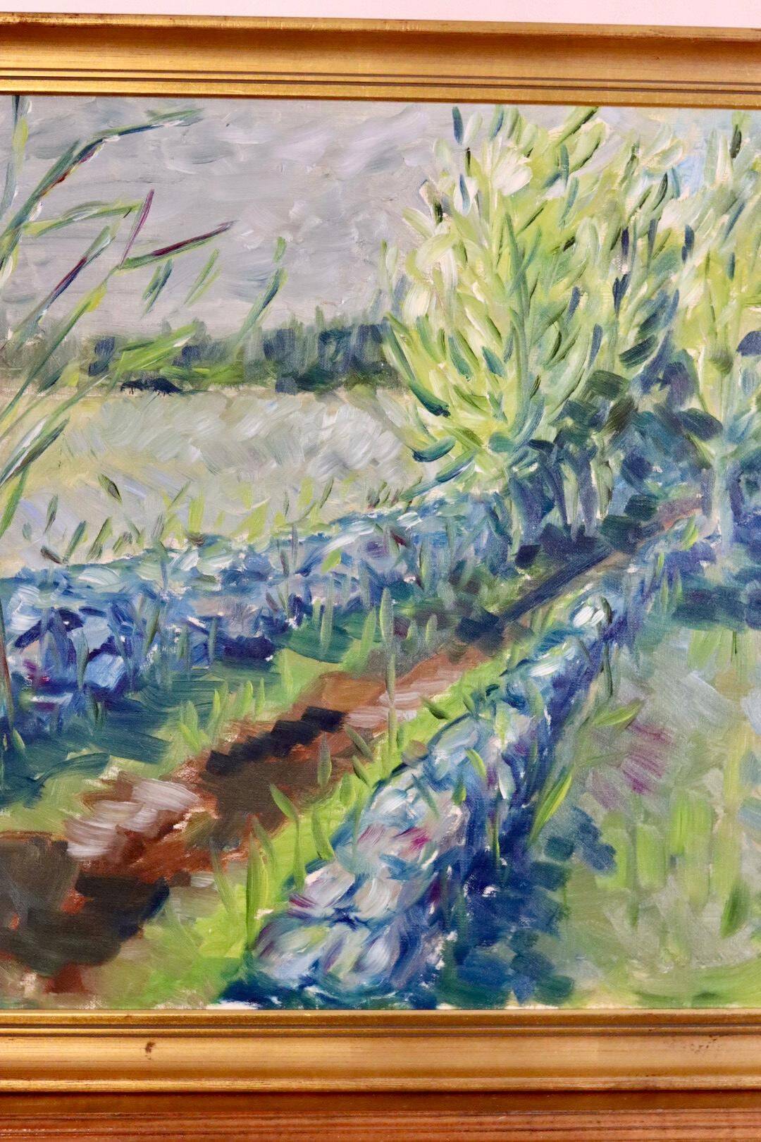 Original Swedish Mid Century Oil on Canvas "Path" - Vintage & Framed