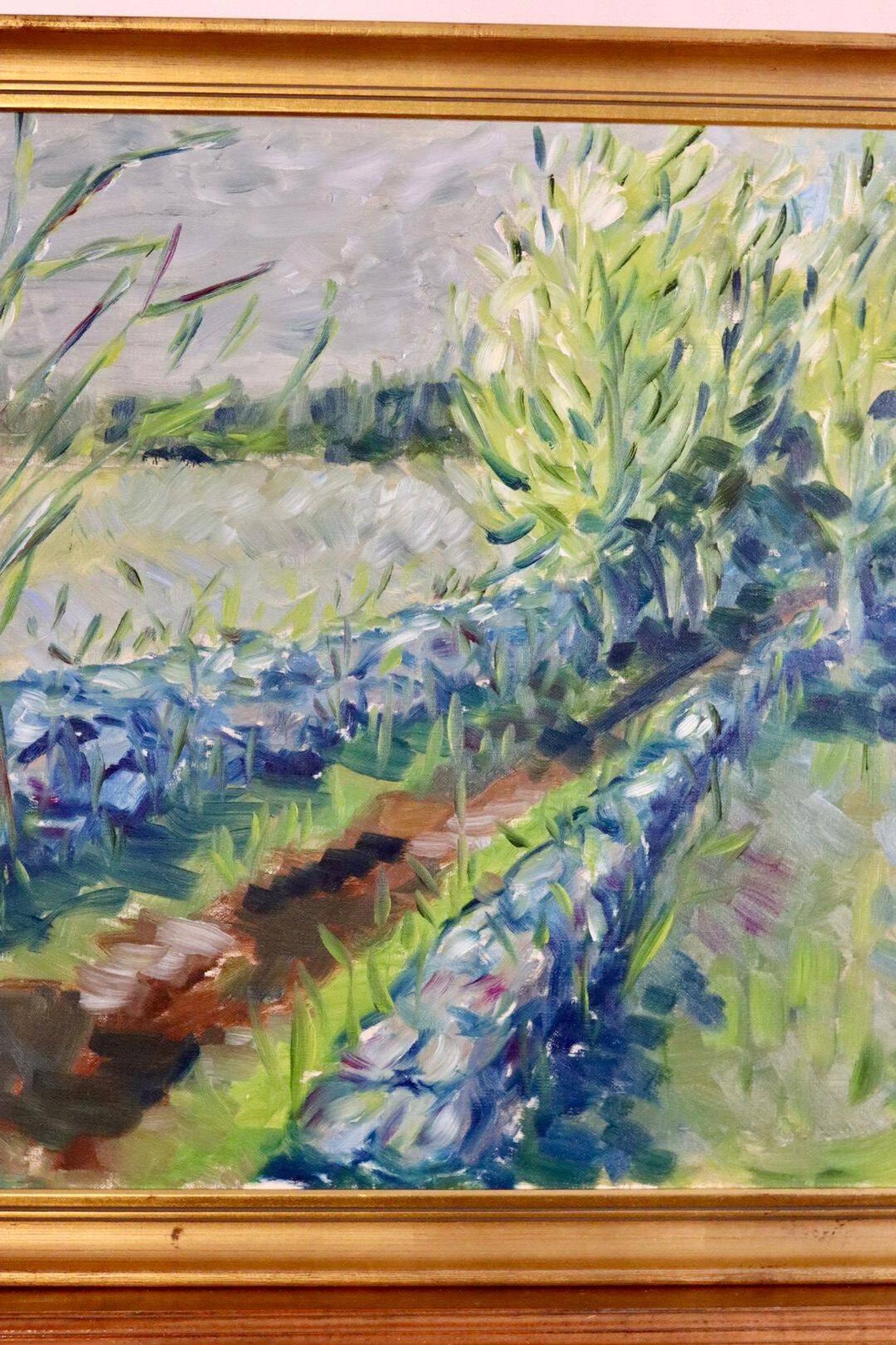 Original Swedish Mid Century Oil on Canvas "Path" - Vintage & Framed