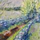 Huile sur toile encadrée « Chemin », Suède milieu XXème