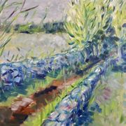 Original Swedish Mid Century Oil on Canvas "Path" - Vintage & Framed