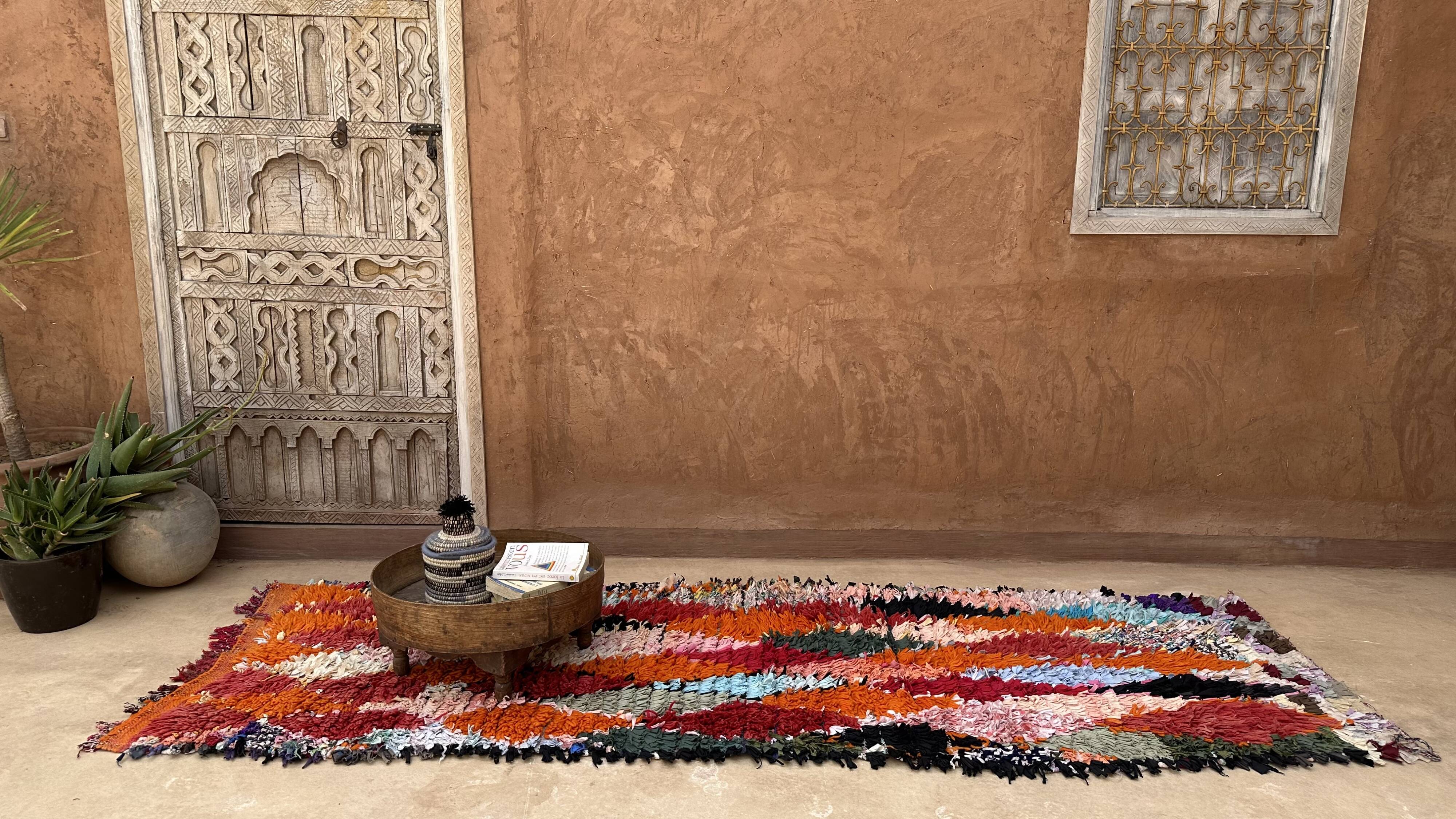 Colorful Boucherouite Moroccan rug - 88 x 280 cm