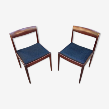 Paire de chaises danoises palissandre et tissu Houlès