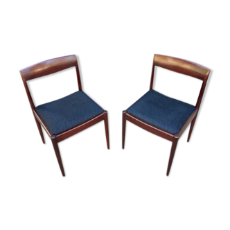 Pair of Danish chairs rosewood and Houlès fabric