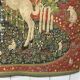 Medieval-style handmade tapestry, named Lady with the Unicorn.