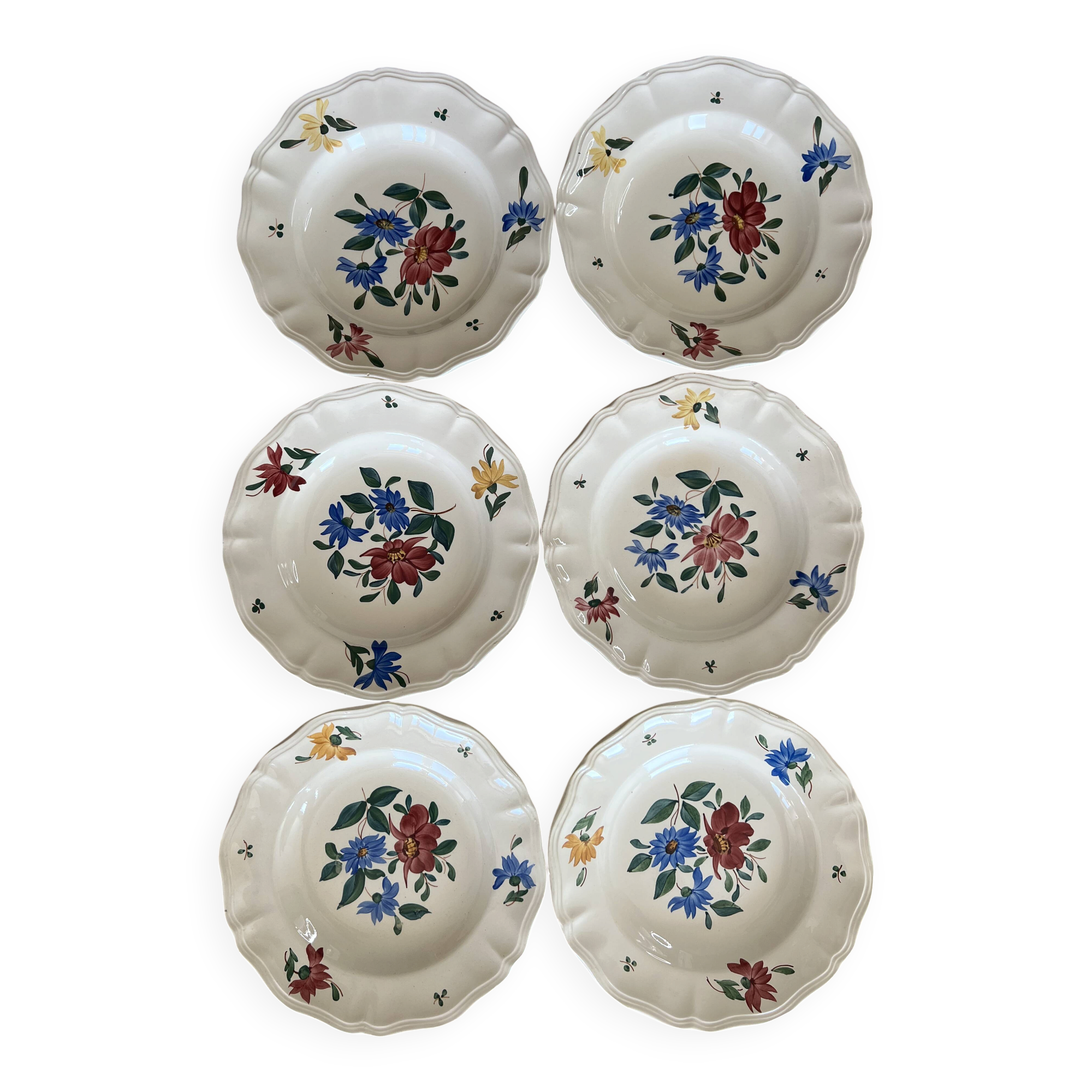 Lot of 6 deep plates from Sarreguemines and Digoin.