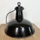Industrial Black Enamel Factory Lamp with Cast Iron Top, 1950s