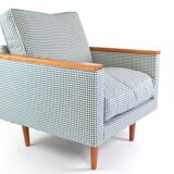 Blue houndstooth square armchairs