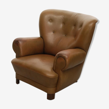 Vintage Denmark leather club Chair