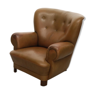 Fauteuil club vintage en cuir Danemark