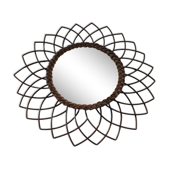 Vintage rattan sun mirror