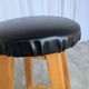 Vintage Wooden Bar Stool: Black Leather Seat, Mid-Century Bistro Style
