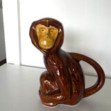 Ceramic pitcher monkey enamelled Poet-Laval