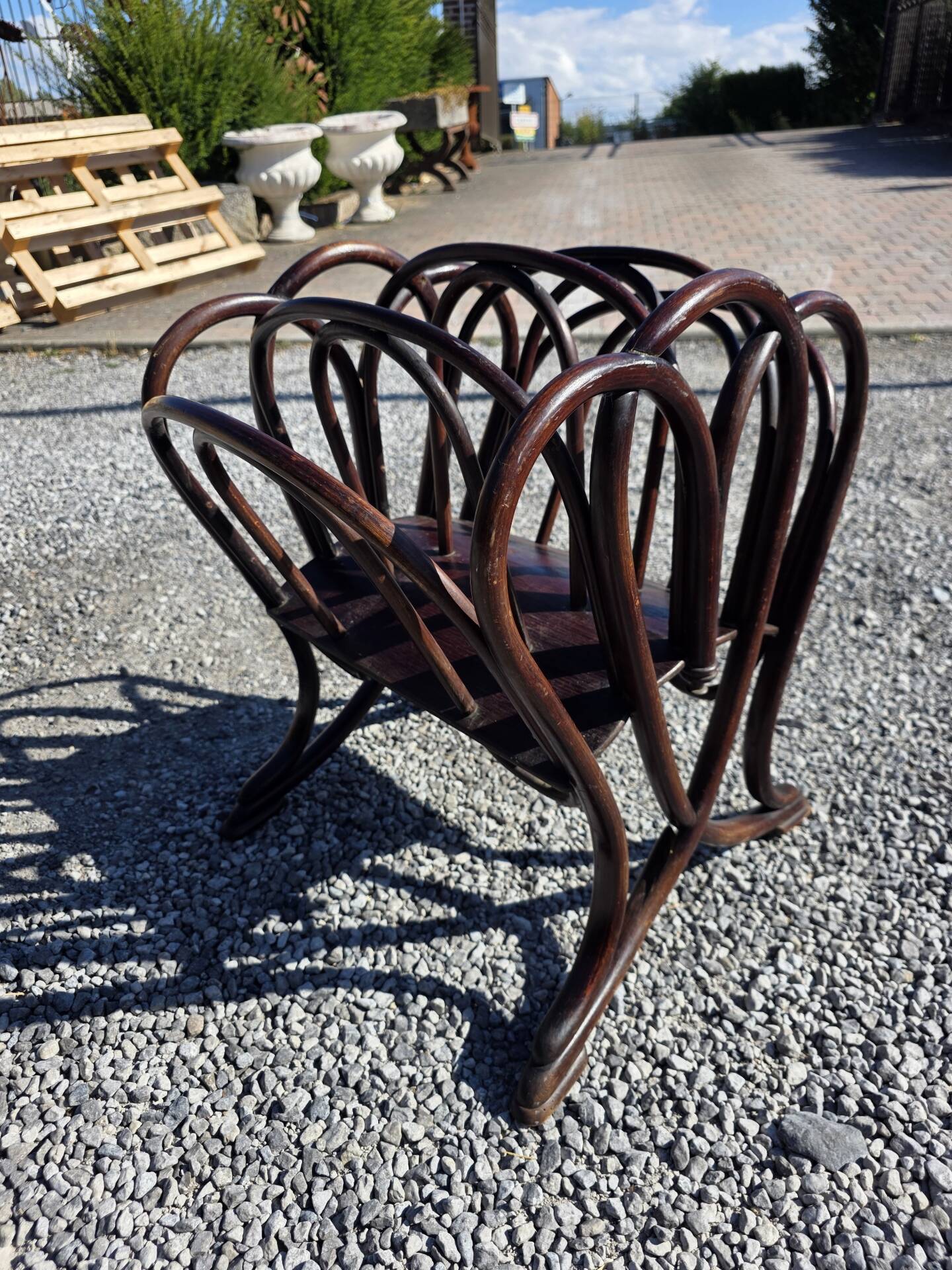Thonet curved wood magazine rack Art Nouveau