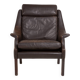 Fauteuil danois en cuir marron, 1960