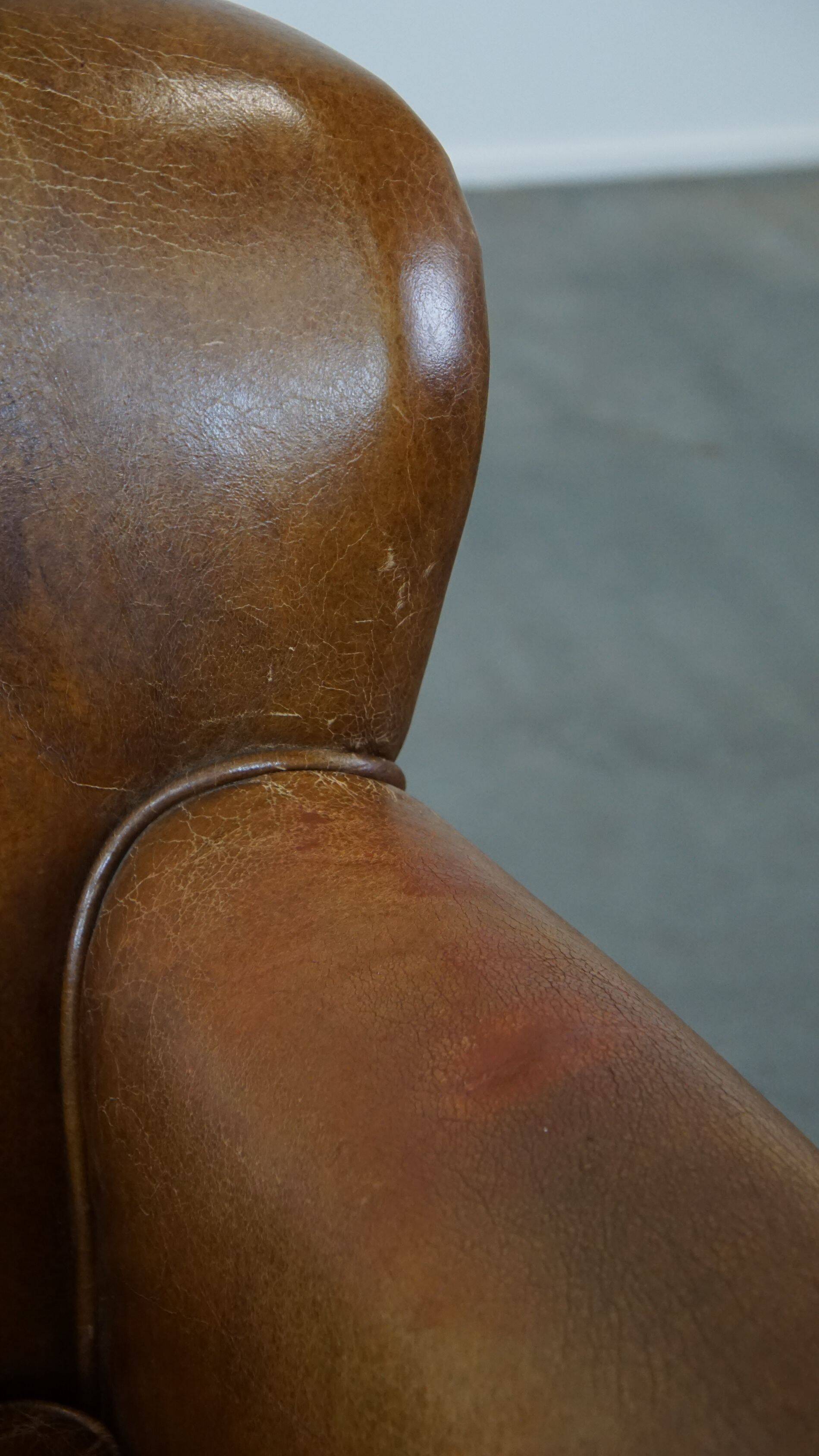 Cognac-colored subtle armchair
