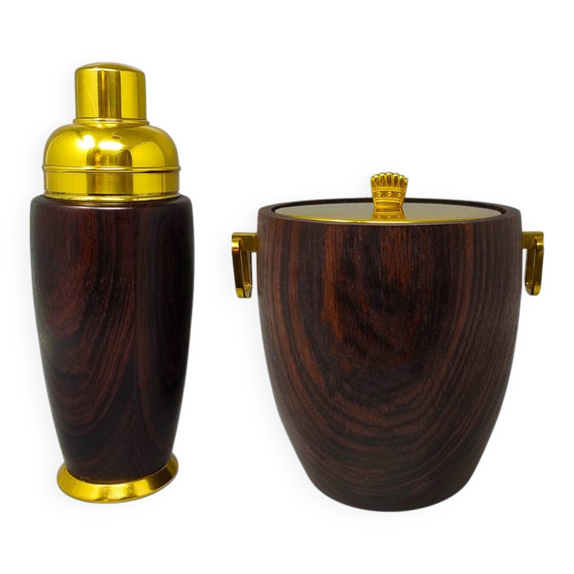 1970s Gorgeous Cocktail Shaker With Ice Bucket by Aldo Tura. Made in Italy