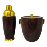 1970s Gorgeous Cocktail Shaker With Ice Bucket by Aldo Tura. Made in Italy