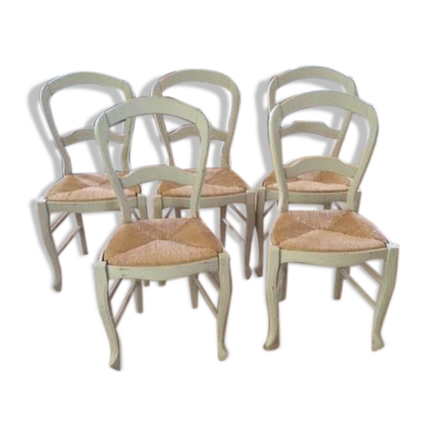 Lot de 5 chaises en chêne cérusé