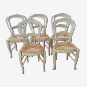 Set of 5 chairs in cerused oak