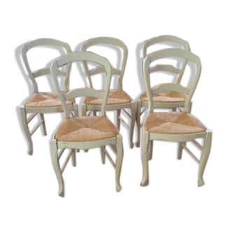 Set of 5 chairs in cerused oak