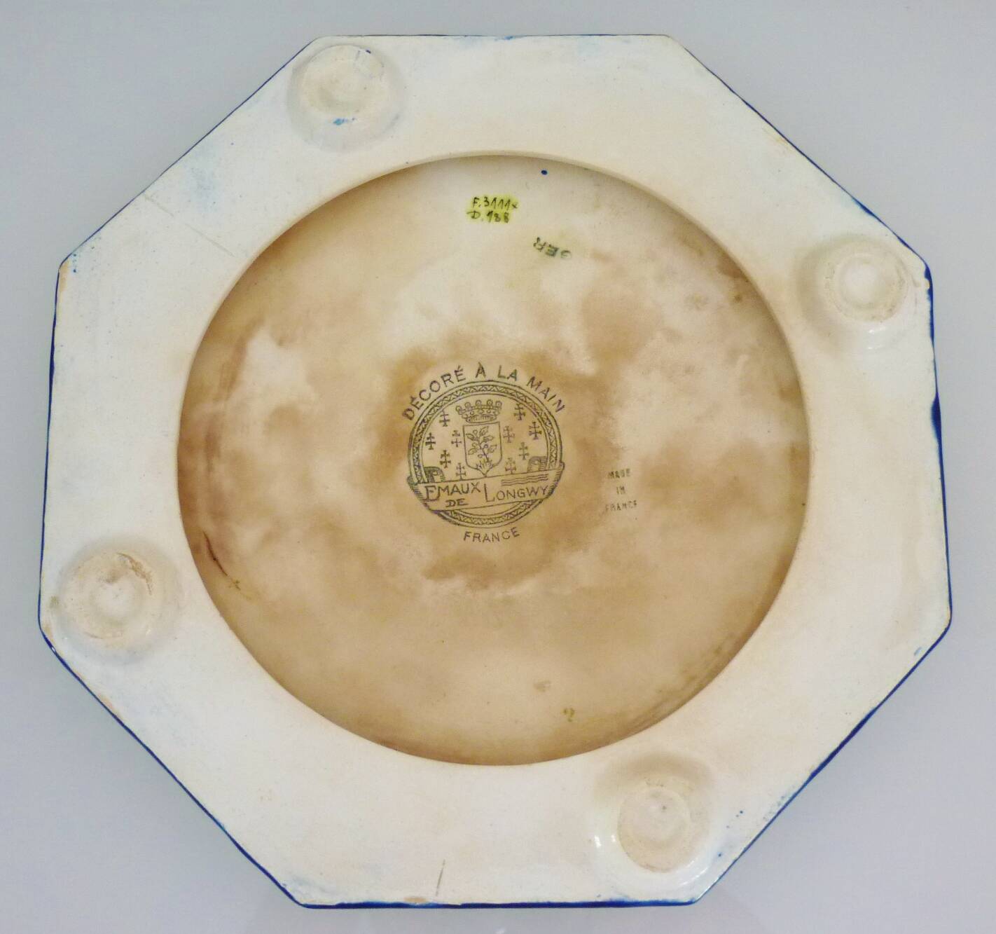 Glazed ceramic trivet, Longwy enamels, art deco