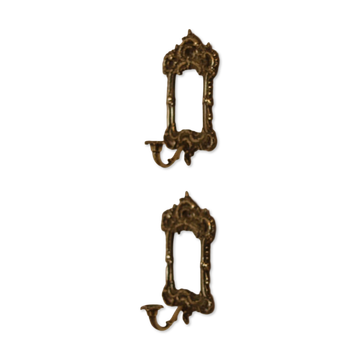 Pair of Mid-Century Swedish Brass Sconces with Mirror