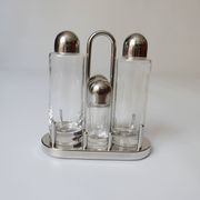 design Ettore Sottsass set Alessi the poor vinegar oil in glass and metal