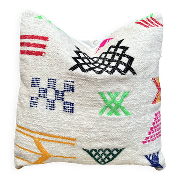 Handmade Berber wool cushion: Moroccan Kilim cushion (45x45cm)