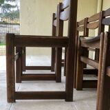Dining chairs "sled" in walnut and cane