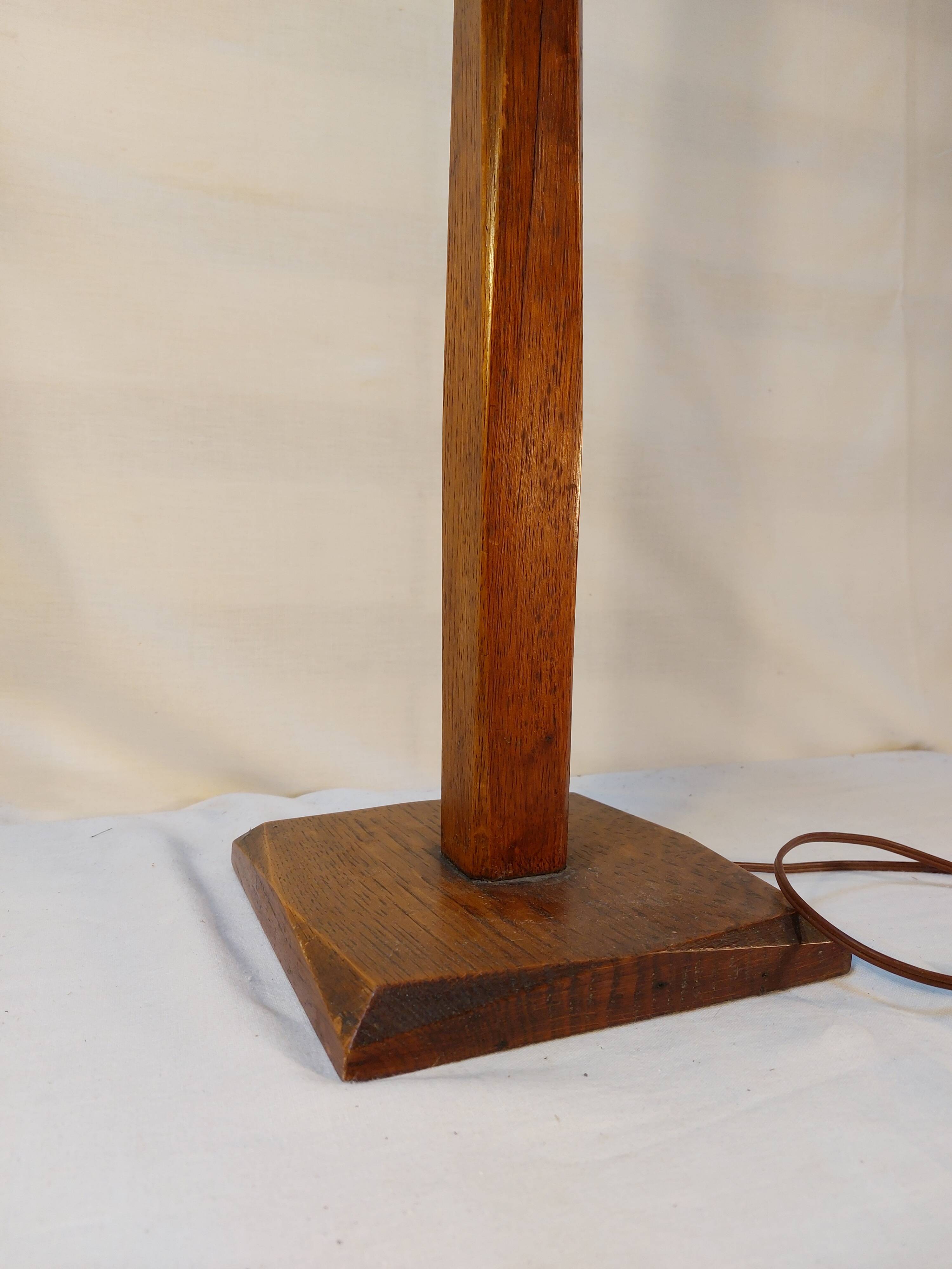 Old Art Deco table lamp 70 cm Mazda style in solid wood