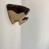 Paire d'appliques murales vintage porcelaine beige et marron, France, 1960