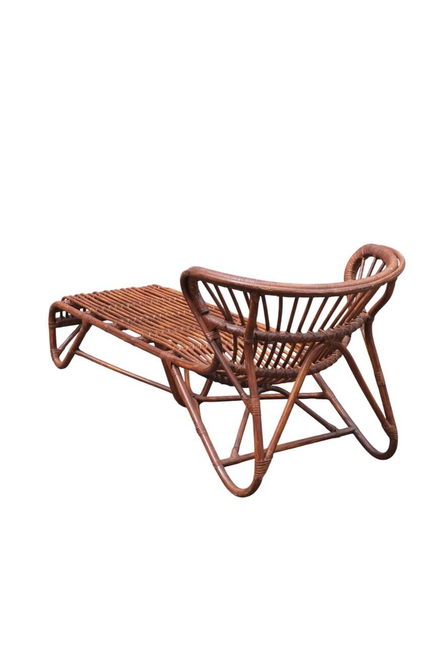 vintage rattan chaise longue 1970 Viggo Boesen