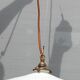 Suspension opaline blanche câble cuivre pailleté