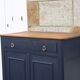 Antique solid wood sideboard – Deep blue & wooden top