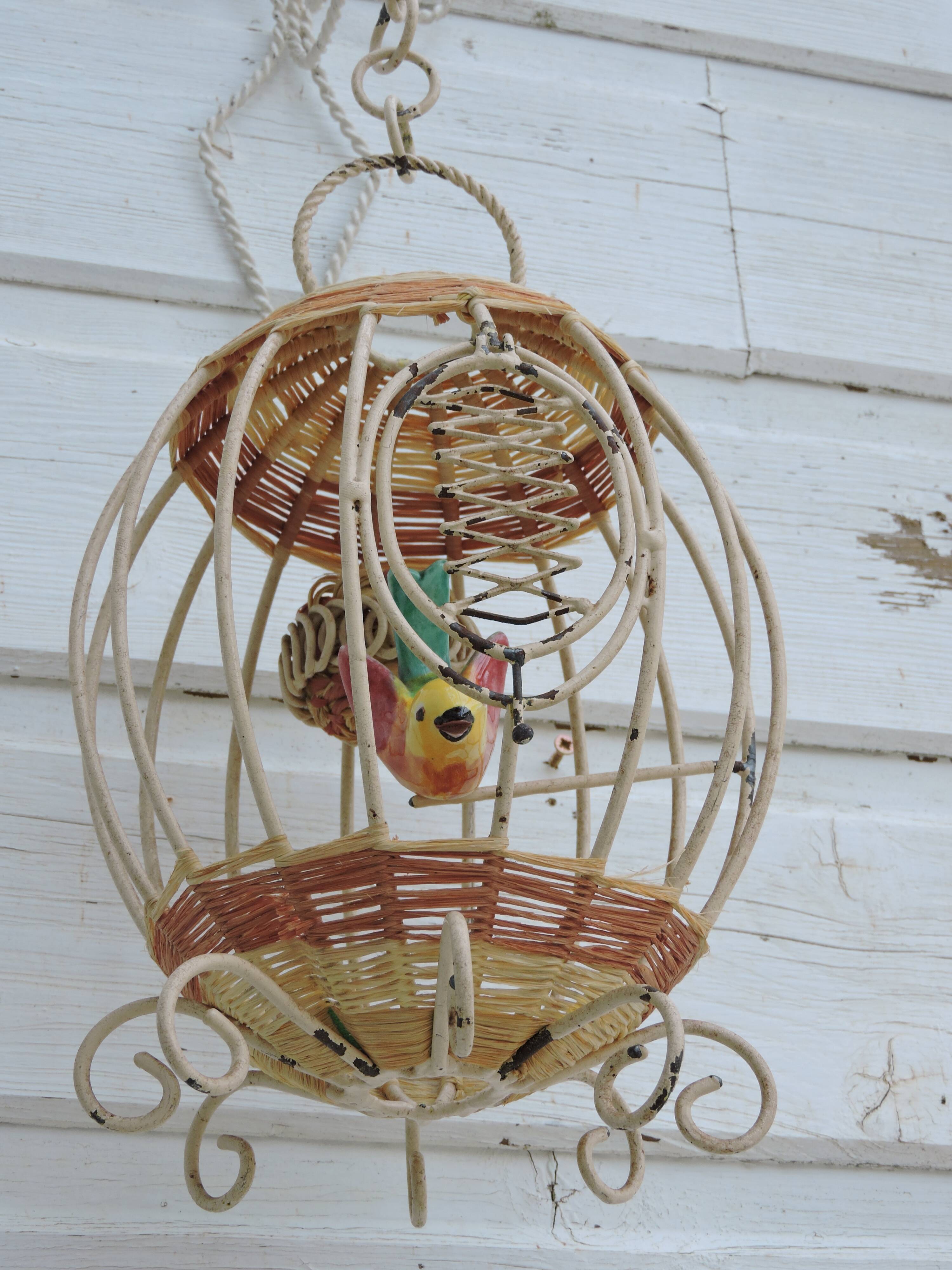 Vintage bird cage wall lamp