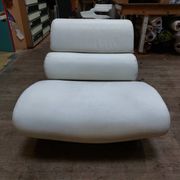 White leather swivel comma armchair by roche bobois - 80s