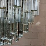 Vintage Italian crystal chandelier Venini Triedi Murano (1960s)