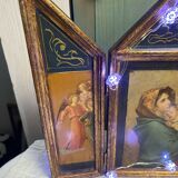 Vintage wooden religious triptych