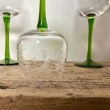 5 mouth-blown Alsace glasses, grape decoration