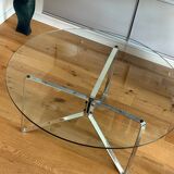 Vintage Mid Century Chrome & Glas Bauhaus Coffee Table