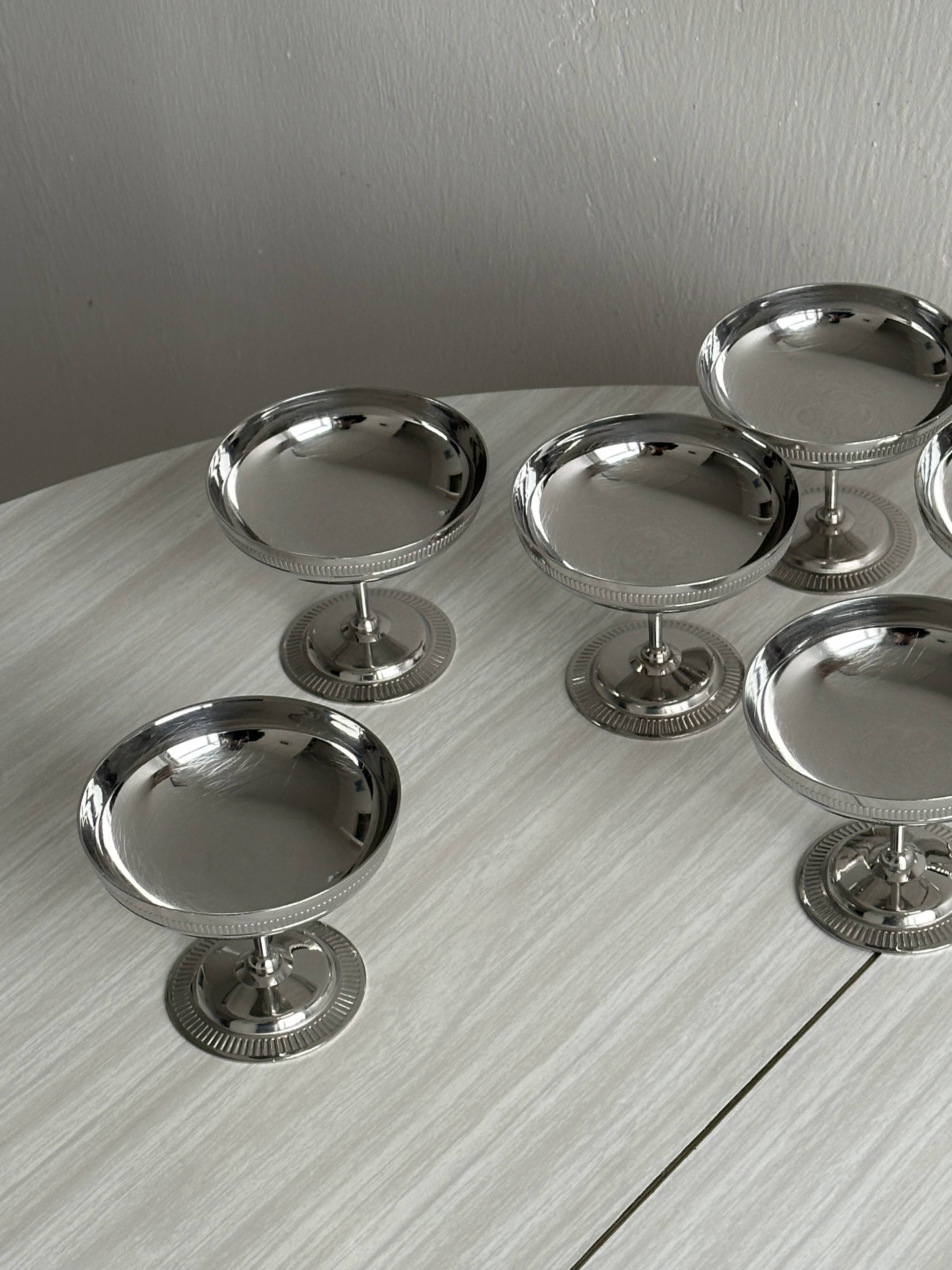 Set of Letang Remy style stainless steel footed cups