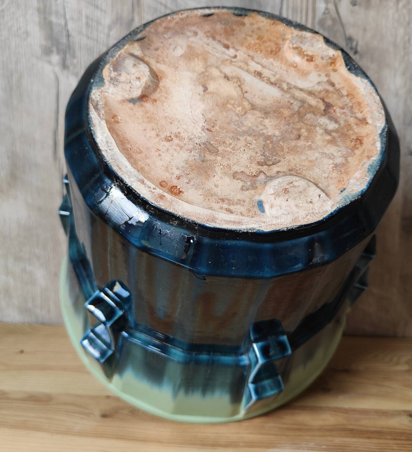 Iridescent Art Deco earthenware planter