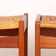 Paire de tabourets Danois en Teck et Cannage par Peter Hvidt 1960.