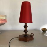 Wood lamp and lampshade, vintage switch