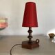 Wood lamp and lampshade, vintage switch