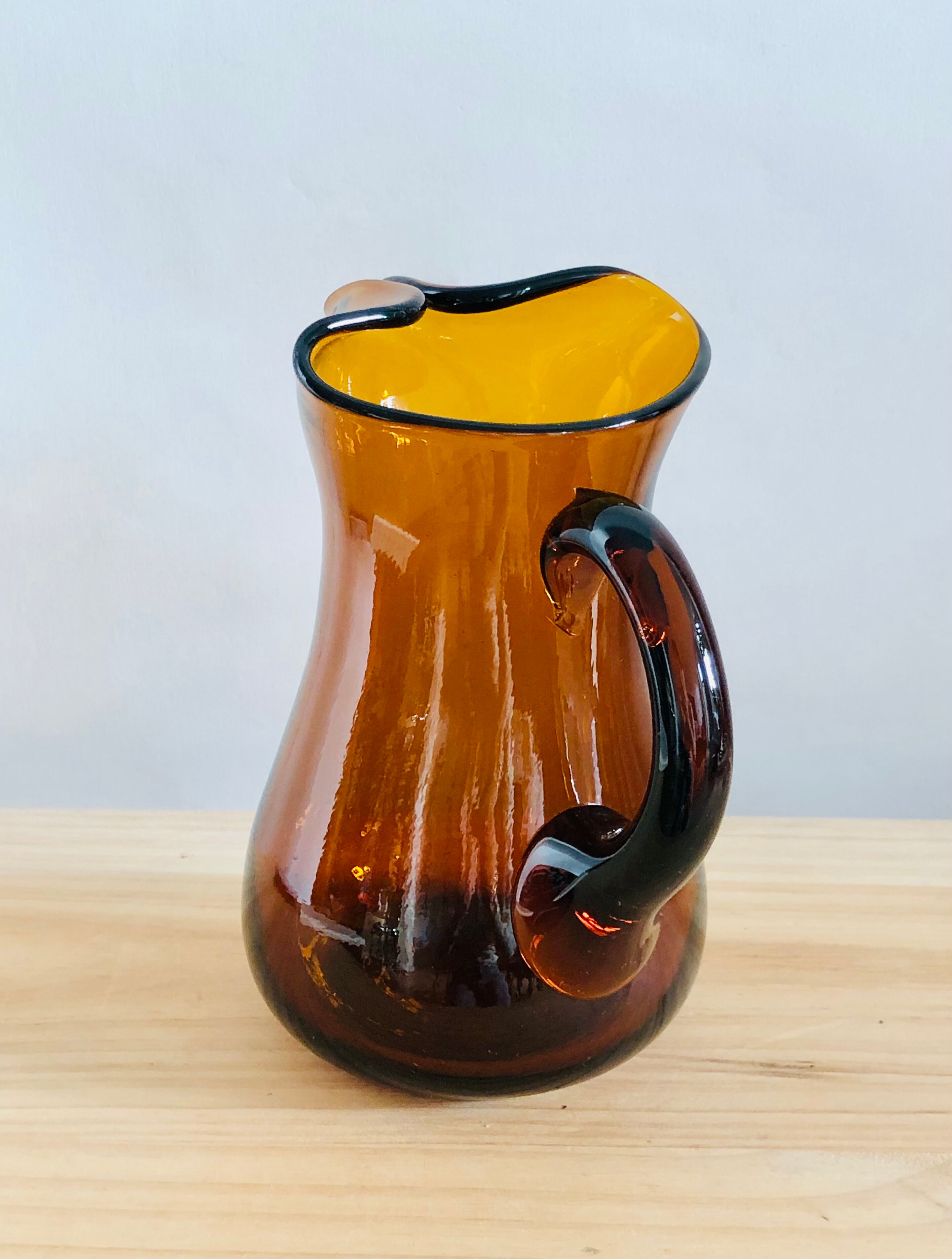 Vintage amber blown glass decanter