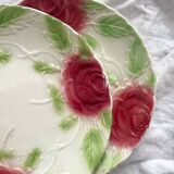 2 old slip plates decorated with roses