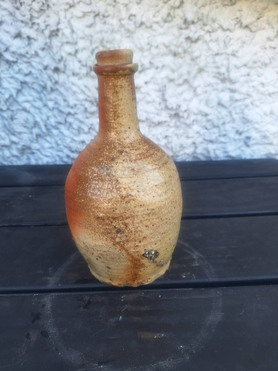Antique Stoneware Bottle from Puisaye, France, 19th Century